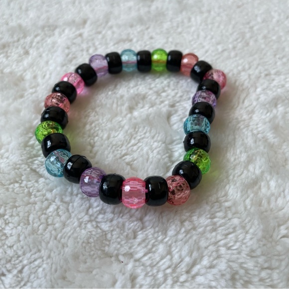 Set of Five (5) Black Neon Rainbow Pastel Kandi Bead Bracelets - Picture 2 of 6